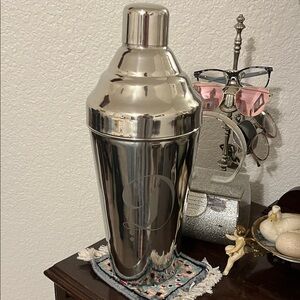 Extremely Large Silver Cocktail Shaker with Monogram D